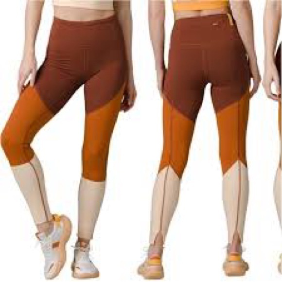 Sorel x Prana Wondering Soul Brown Toned Color Block Leggings Yoga Pants Size M - Picture 1 of 10